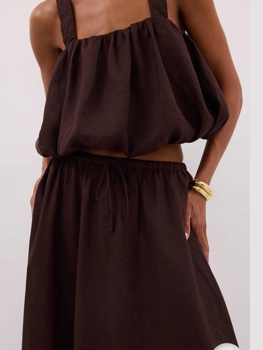 NWT!!!DISSH Dark Brown Ravello burnt choc linen bubble top - 6 / burnt choc - Picture 5 of 6